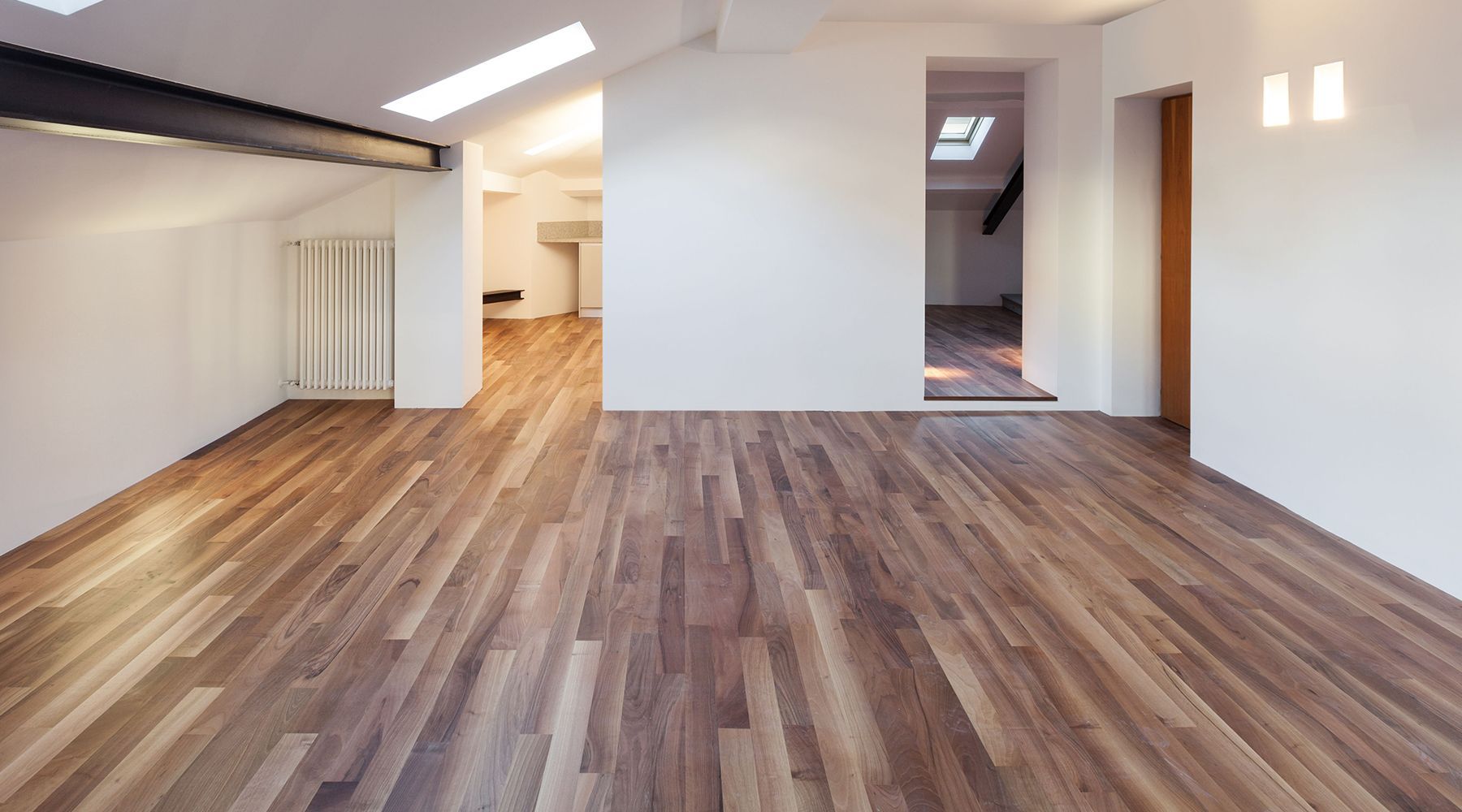 Luxury vinyl plank flooring with a natural wood grain finish